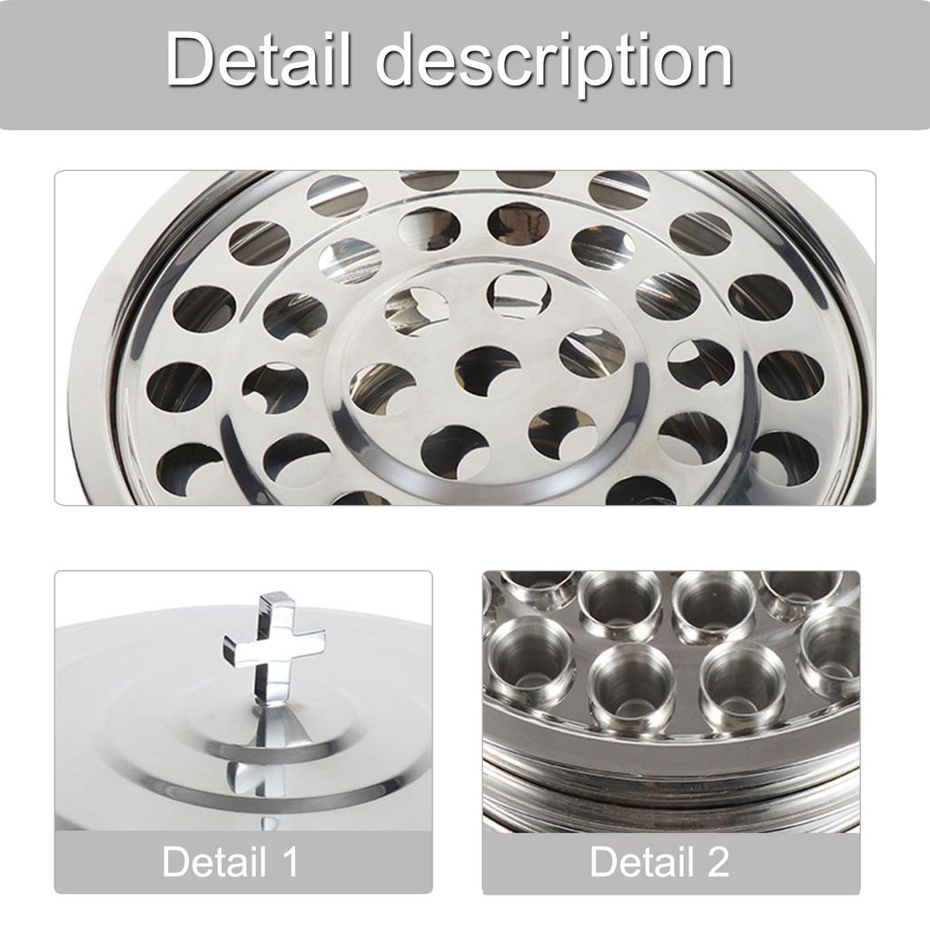 Polerowana Stal Nierdzewna Kościelna Taca Komunijna Projekt 39 Otworów do Rozdawania Świętego Chleba Zawiera Pokrywę