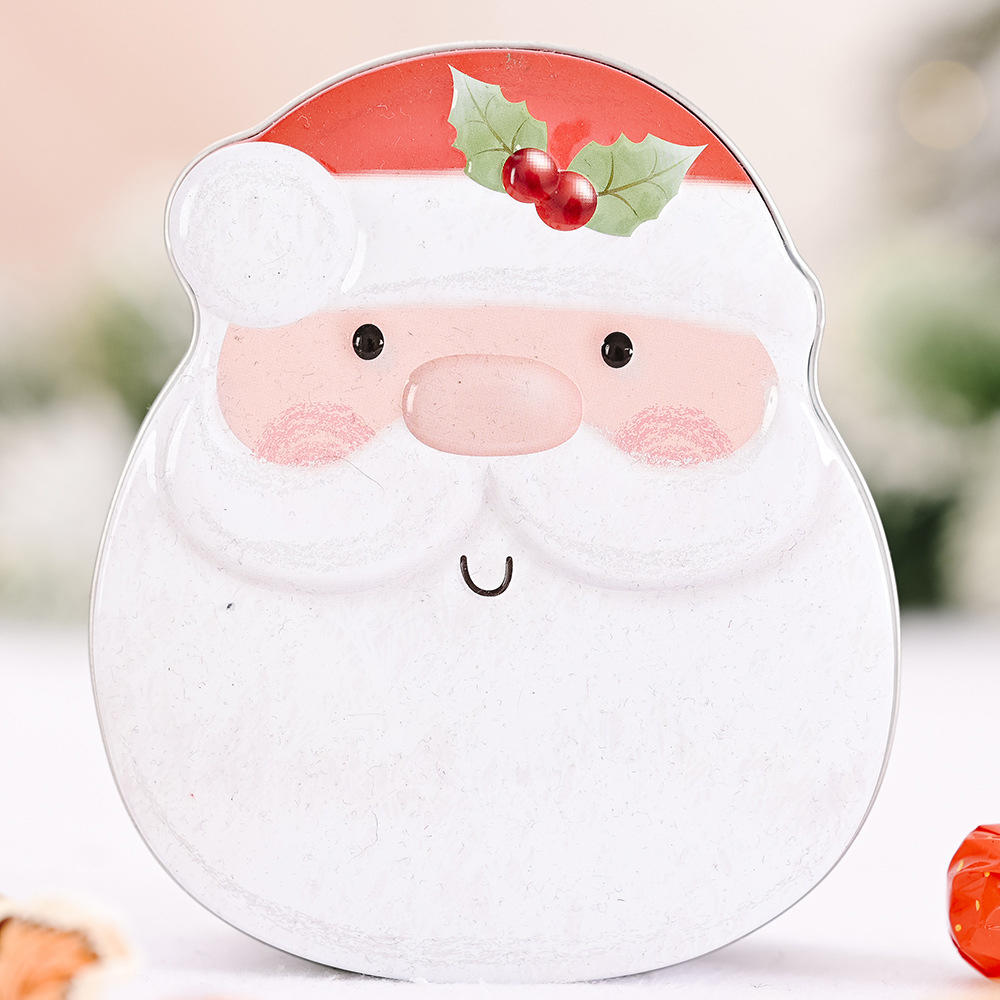 Cutie de tablă în formă de brad de Crăciun Biscuiți de Crăciun Moș Crăciun Biscuiți pentru depozitare bomboane Cutie metalică Om de zăpadă imprimat Organizator borcan sigilat