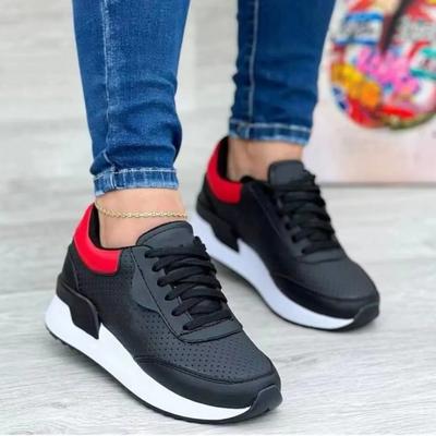 Women Sneakers Platform Shoes Leather Patchwork Casual Sport Shoes Ladies Outdoor Flat Vulcanized Shoes Zapatillas Mujer