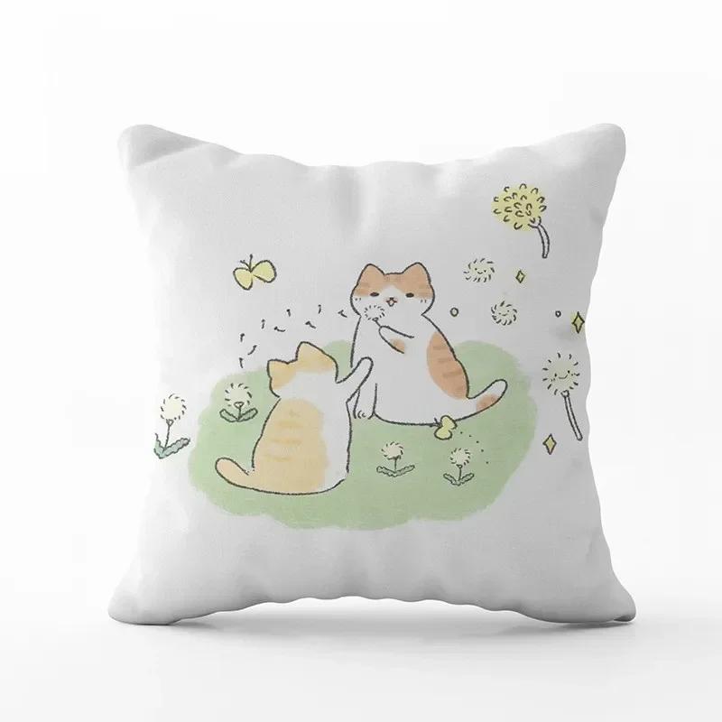 Cartoon Cute Cat Pillowcase Modern Simple Design Home Decorative Cushion Cover For Sofa Car Backrest Square Pillow Covers