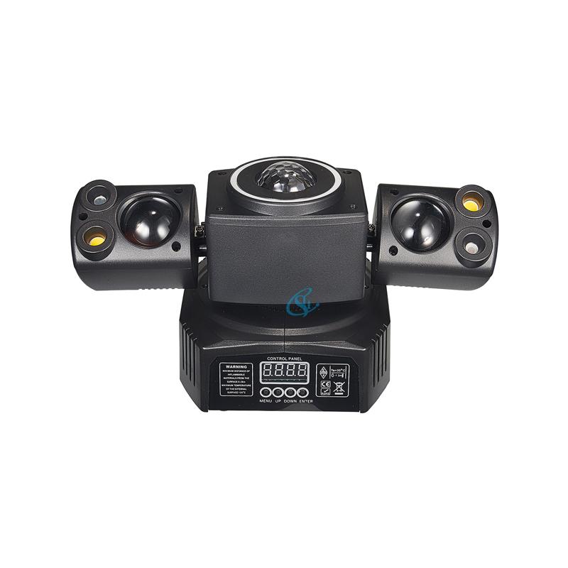 Colorful 60W RGBW Stage Effect Light Remote Control Self-Propelled LED Double Head Golden Hoop Projector Light DJ Disco Party