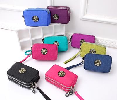 1Pc Fashion Portable Women Makeup Bag Coin Purse Three Zipped  Wallet Big Capacity Phone Pouch