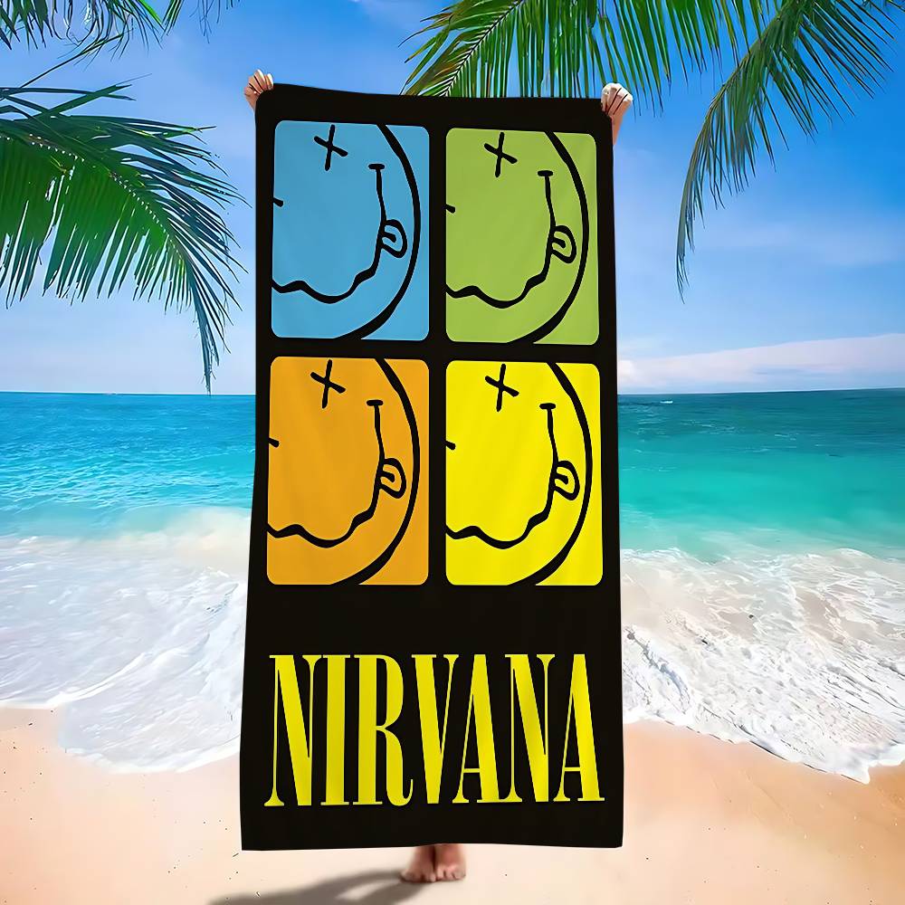 Band Hot N-Nirvana Microfiber Printed Beach Towel Mountain Climbing Yoga Beach Swimming Running Absorbent Soft Towel