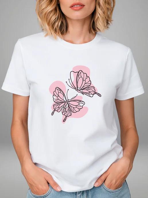 Butterfly print T-shirt 2XL