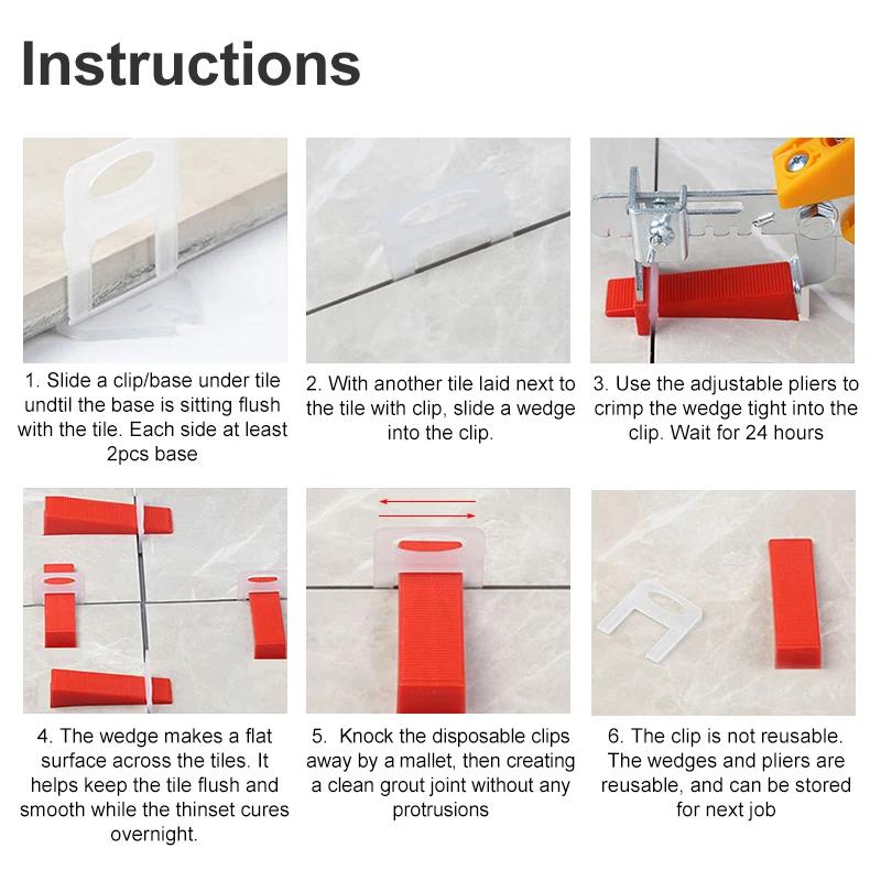 100pz Sistema di Livellamento per Piastrelle 1/1.5/2/2.5/3mm Clip di Livellamento per Piastrelle Ceramiche, Cuneo Distanziatore per Piastrelle a Muro e Pavimento, Pinza Livellatrice per Piastrelle