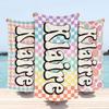 Custom Name Beach Towel Checkerboard Microfiber Bath Towel Personalized Quick-Drying Large Anti-Sand Absorbent Beach Towel