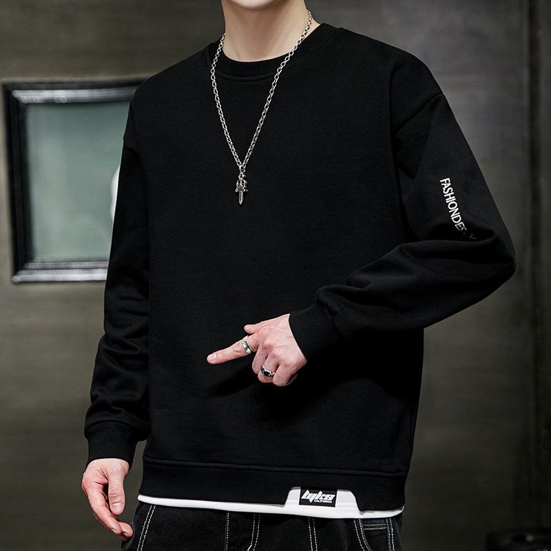 Sweater Men's Casual Wear with Spring and Autumn Korean Men's Top Bottoming Shirt Slim Round Neck Men.