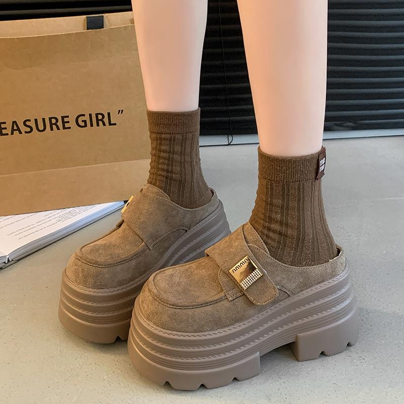 

Wear muffin thick bottom heightening baotou half slippers women s new spring and summer one-pedal small man 35