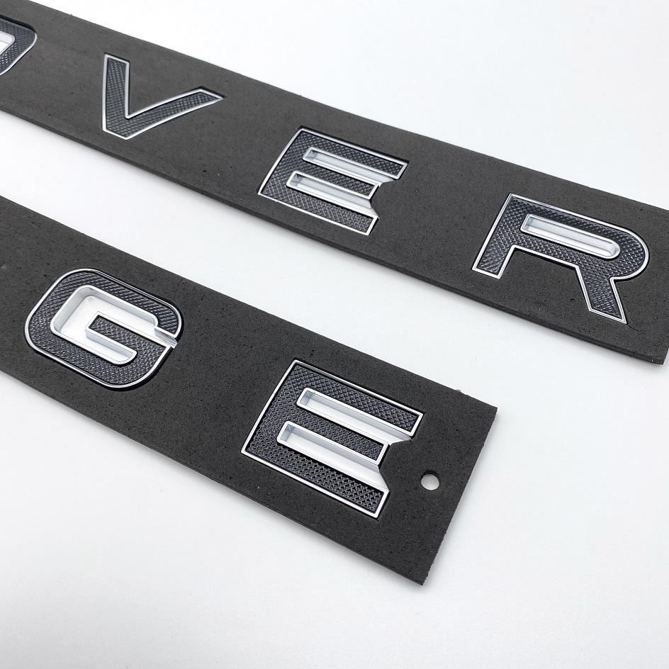 Krom Silver Svart Bokstäver Emblem Bilstyling Tillbehör Eftermontering Motorhuv Baklucka Märke Klistermärke För Range Rover Sport Evoque