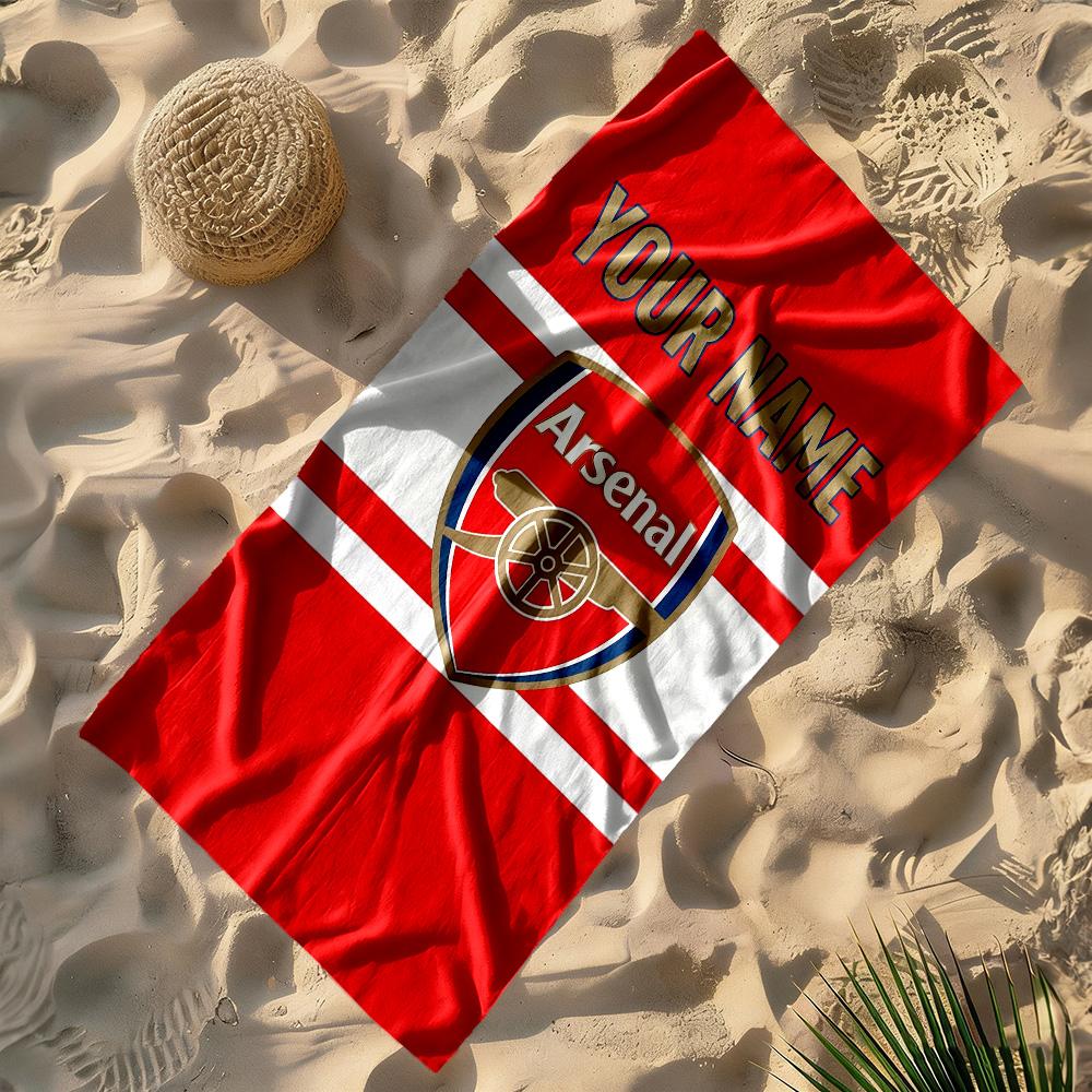 Arsenal F.c. Customize Text Beach Towel High Absorbency & Quick-Dry Suitable for Sports Travel Swimming Yoga Bathroom Beach And Pool