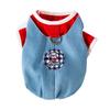 New denim fake two-piece traction T-shirt, puppy dog contrasting color Bi Xiong Pomeranian small dog pet clothes spring and summer