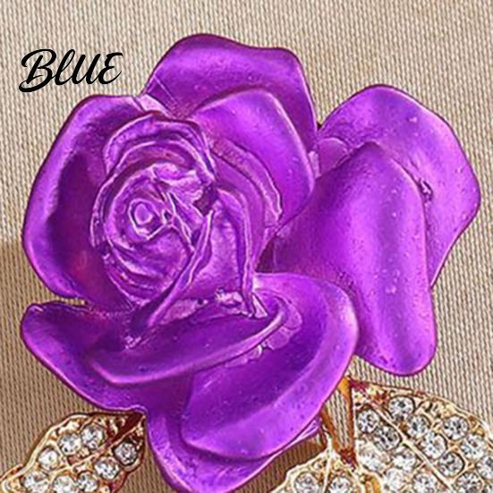 Decorative Brooch Pin 3D Rose Flower Shape Sparkling Rhinestones Inlaid