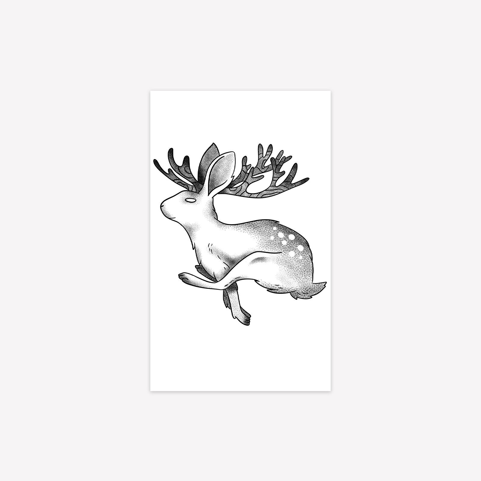 Wind High-Value Cute Niche Personality Plum Blossom Deer Tattoo Sticker 9*15