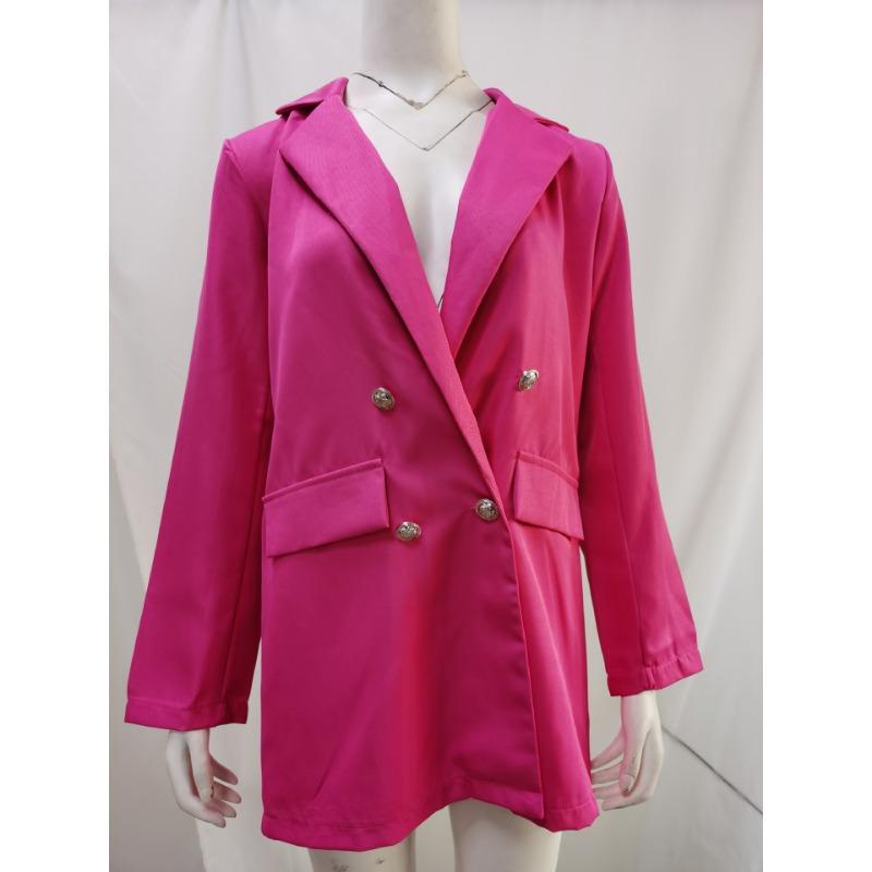 Women S Solid Color Lapel Blazer Coat Straight Fit Short Length Casual Outerwear