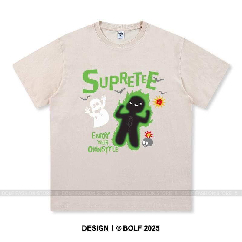 Women's Supretee Printed T-Shirt 100% Cotton Oversized Brand Logo Graphic Tees for Men Summer Tops Urban Streetwear
