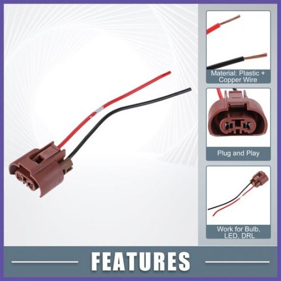 9012 9006 Wiring Harness Sockets for Halogen Headlights Fog Lights 2 Sets