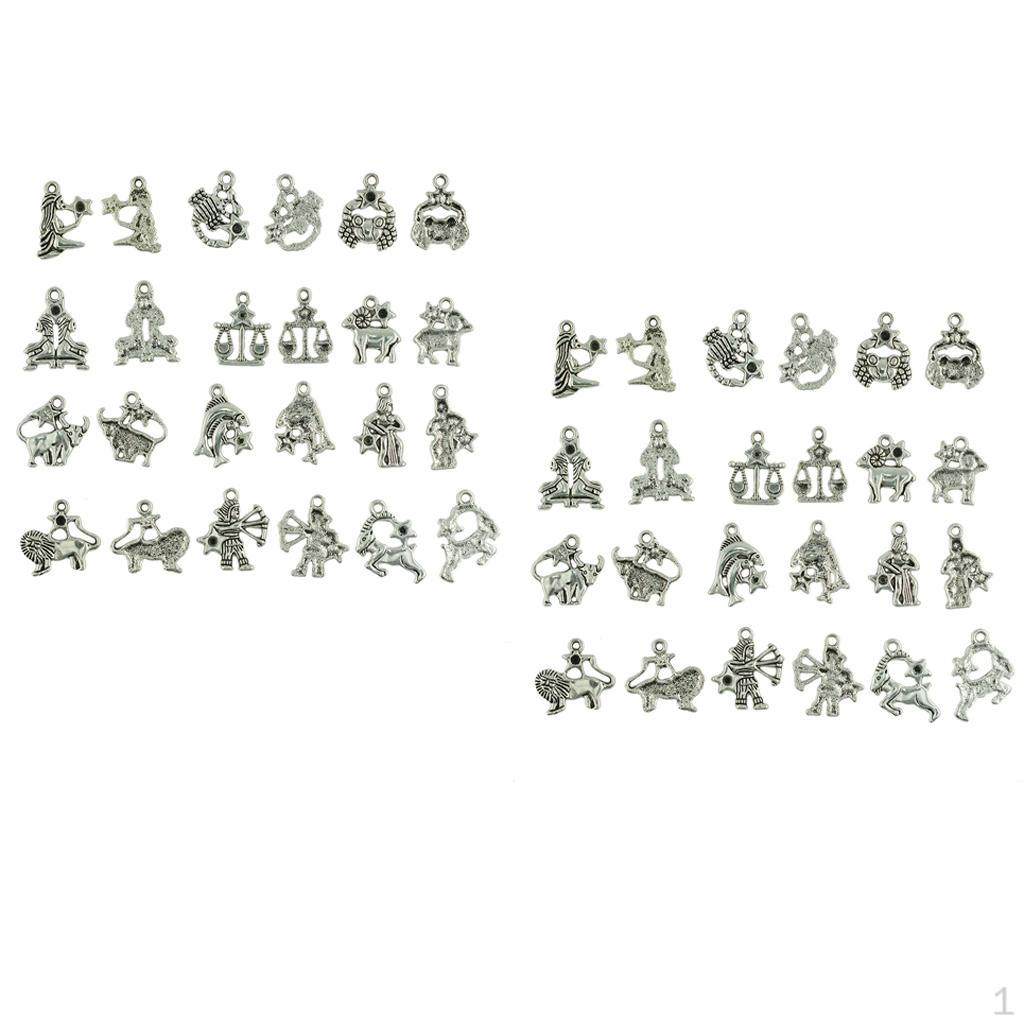 

48pcs Birth Sign Zodiac Constellation Jewelry Making Pendant