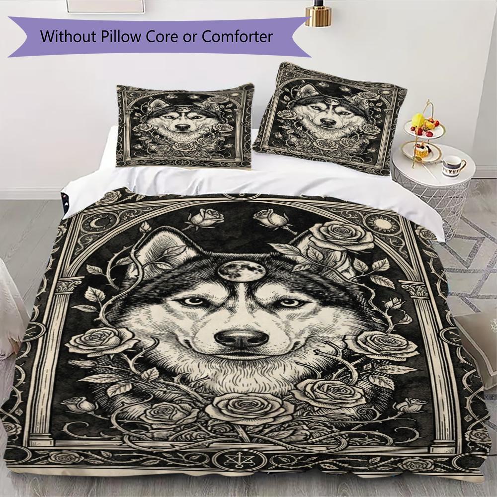 Set Copripiumino con Fantasia di Cani Husky Copripiumino Federa Decorazione per la Casa Regalo di Compleanno (1 * copripiumino + 2 * federe senza imbottitura)65