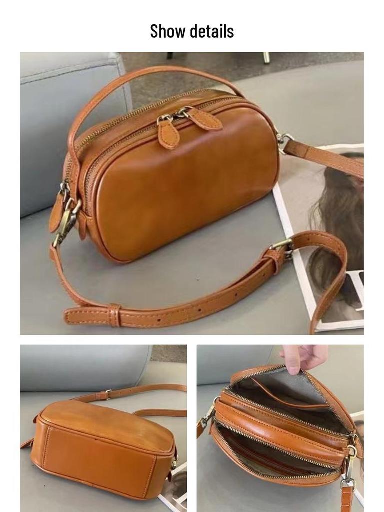 Luxury Women's Genuine Leather Crossbody Handbag - Versatile Mini Cowhide Design