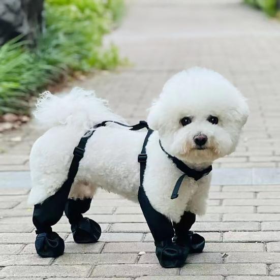 Dog Suspender Boots Connected Dog Rain Shoes Waterproof Doggy Booties Adjustable Dog Paw Protectors