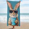 1 Stück 2D Flaches Cooles Modebrillen Hasendruck Strandtuch Weich Starke Wasseraufnahme Mehrzweckhandtuch Für Strandurlaub Poo