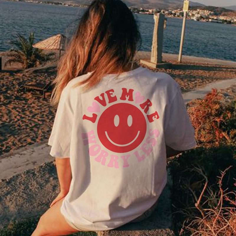 Summer Round Neck 3D Simple Print Top Fashionable Casual Short Sleeved Women's T-shirts