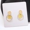 925 Silver Glossy Round Gold Earrings with Silver Needle