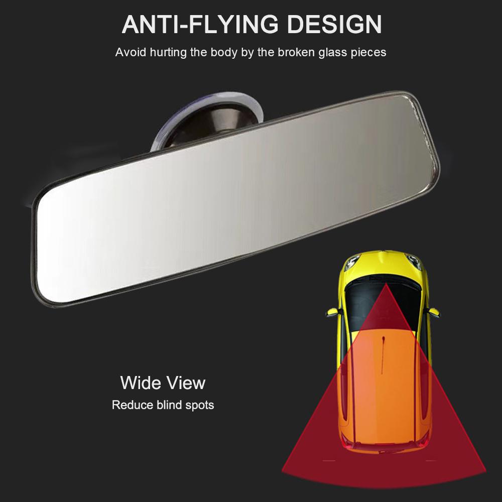 Interior Rear View Mirror Car Truck RearView Mirror 5.5 * 200cm Wide Angle HD Anti-Flying Shatter-Proof with Strong Suction Cup for Safe Dr