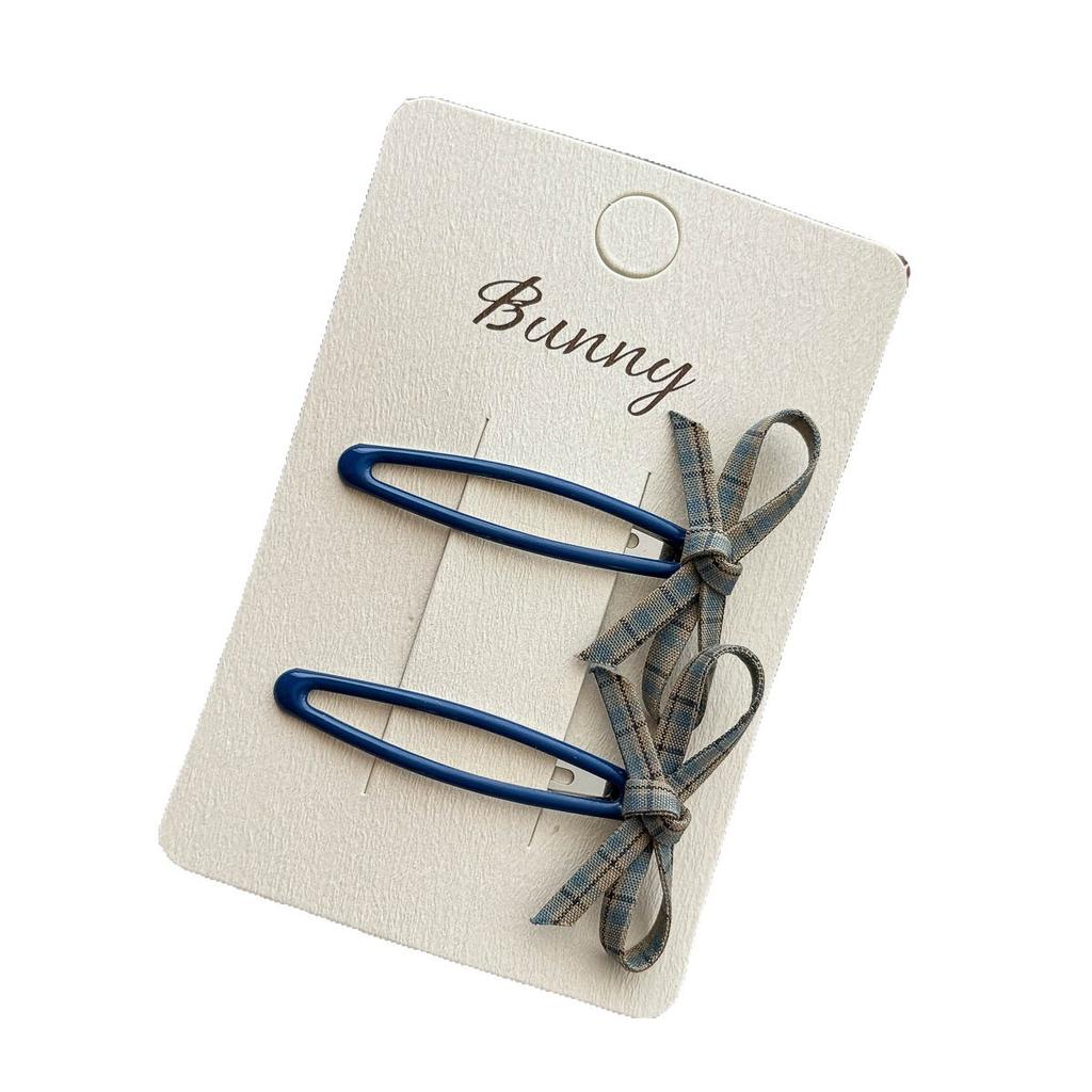 Korean Retro Plaid Bow Hairpin Hairpin Ins Basic All-match Girls Do Not Hurt Their Hair Side Bangs Hairpin
