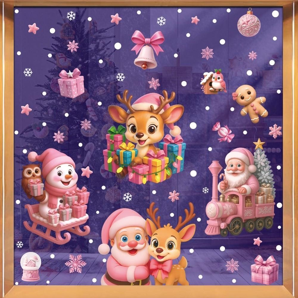 Removable PVC Window Stickers Santa Claus Reindeer Xmas Decal Snowflake Glass Windows Decor Christmas Stickers Window