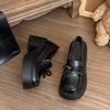 Fashion Comemore Thick Bottom Round Head Student Black Loafers Spring Autumn Japanese Sytle Round Toe Slip on Pumps High Heel Women Shoe