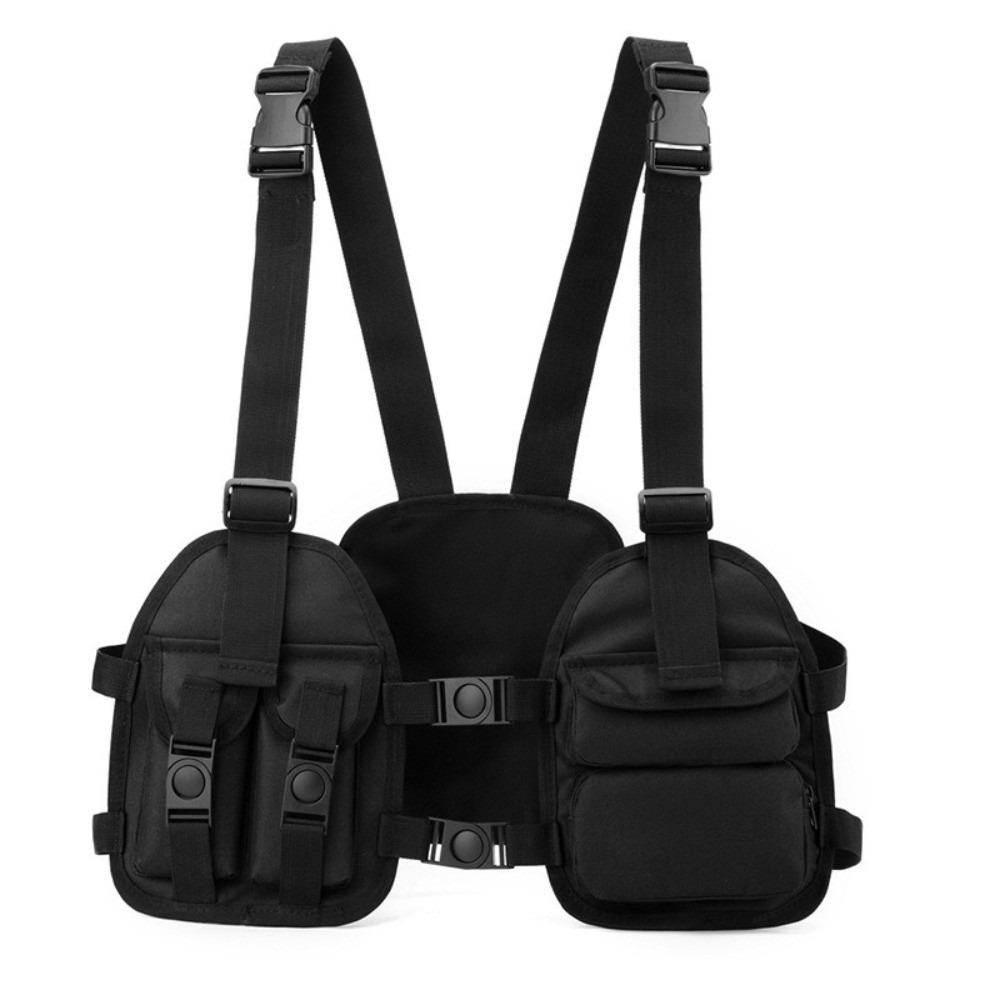 

Versatile Chest Pack Adjustable Straps Multi-function Design Vest Bag Nylon Hip Hop Streetwear Bag Outdoor Sport Travel Use чёрный
