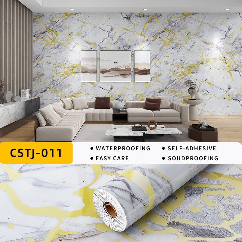 Self-Adhesive Waterproof Imitation Marble Tile Wall Sticker for Bathroom, Living Room, Kitchen, and TV Background.
