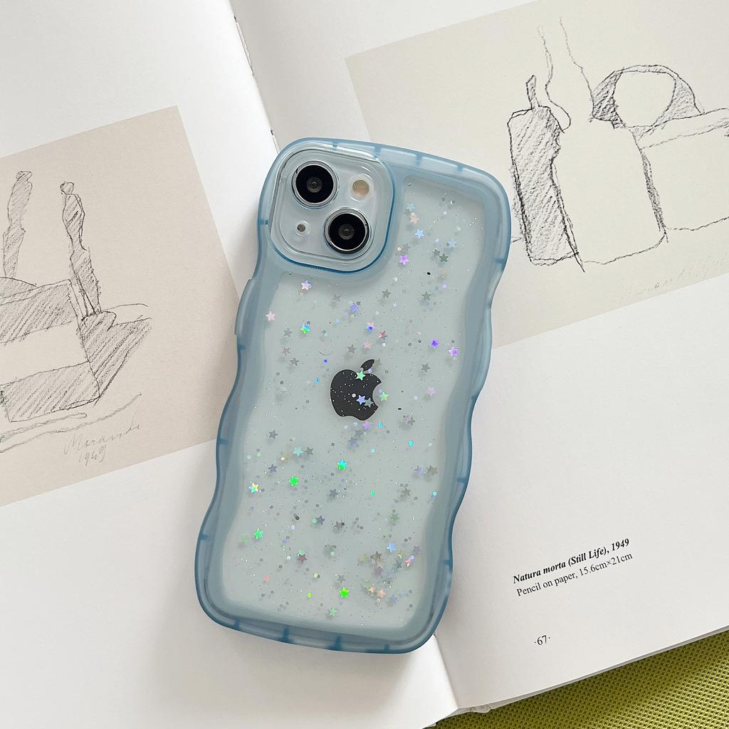 Glue Glitter Powder Wave IPhone 16E Mobile Phone Case Suitable for Apple 15 Promax Anti-fall 14 Protective Case