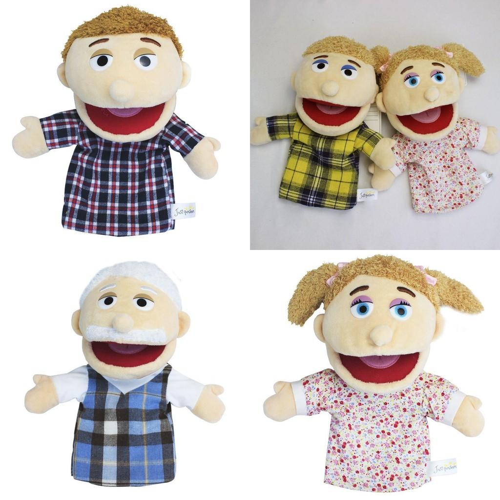 Giocattolo Bambola di Peluche Marionetta a Mano Famiglia Completa a Bocca Aperta Per Giochi di Ruolo e Racconto