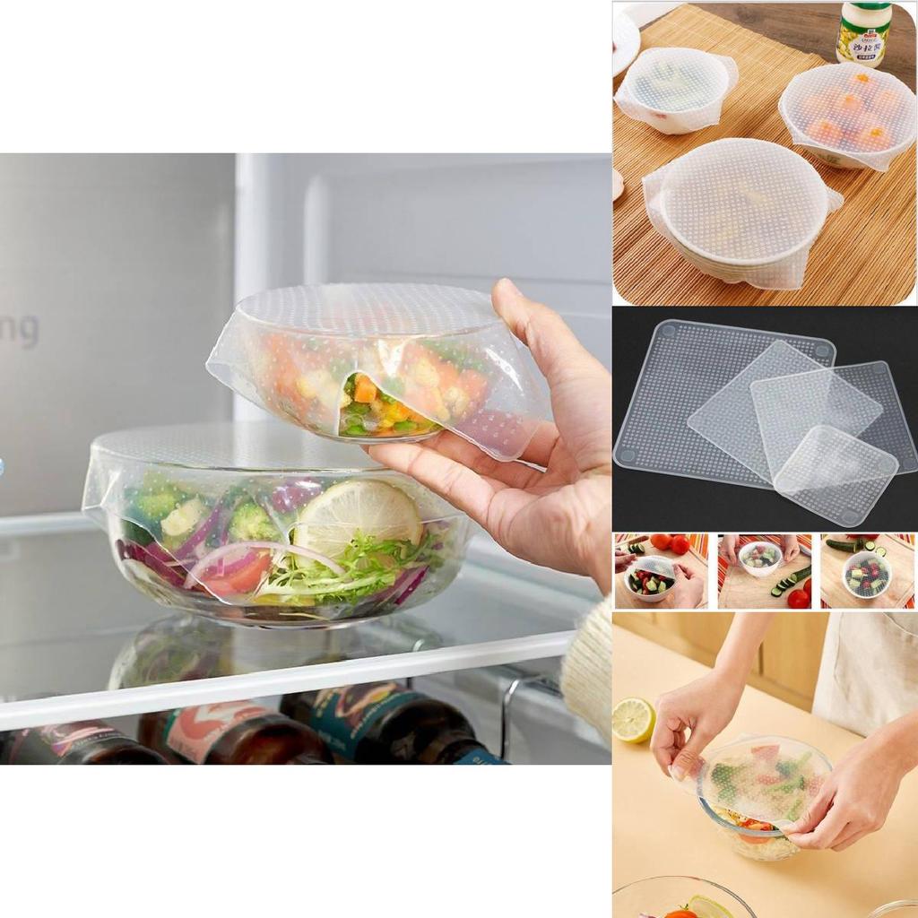 Clear Silicone Reusable Seal Lid Heat Resistant Stretch Wrap For Food Preservation