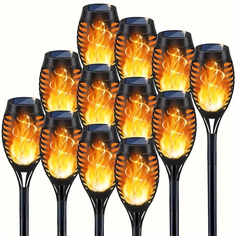 1/6/12 Pezzi Torce Solari da Esterno, Luce con Fiamme Vive Danzanti e Tremolanti per Giardino Paesaggistico Sentiero, Accensione/Spegnimento Automatico, per Decorazione Natalizia