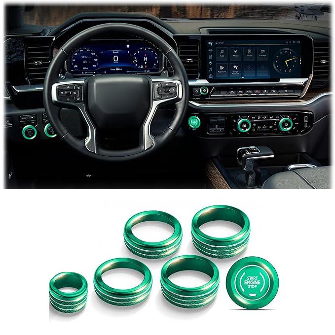 Chevrolet Silverado 22-23 Decorative Rings for A/C Knobs & Headlight Switches