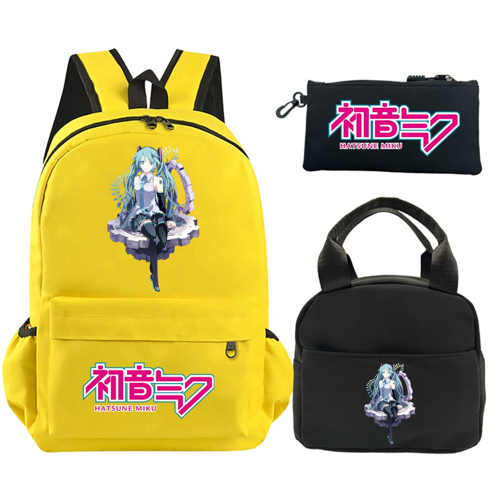 

3Pcs/set Anime Hatsune Miku Printed Backpack with Shoulder Bag Pencil Case for Teenager Student Boy Girl Schoolbag Large Capacity Waterproof Bookbag