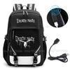 Death Note Backpack Anime Mochila Student School Book Bags Travel USB Port Black Bag Laptop Boys Gift