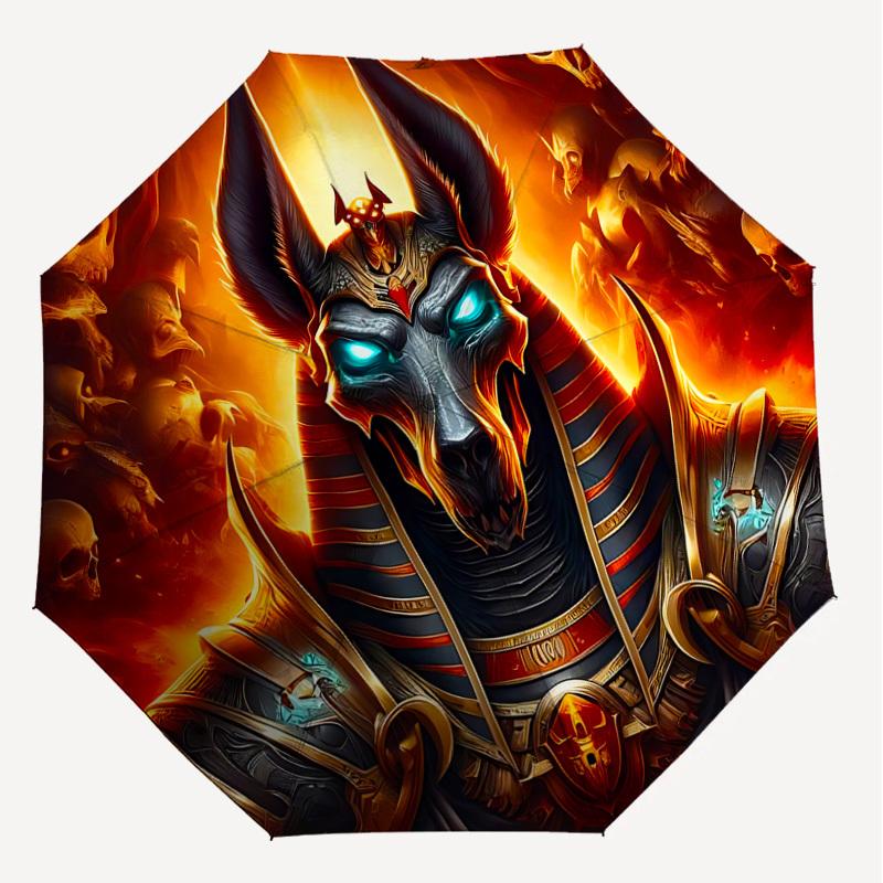 1 Stück Anubis, Ägypten Regenschirm-8-Speichen verstärkt, Automatisches Öffnen, Leicht & Langlebig, Niedliches Modeaccessoire für den Außenbereich, Strand oder Freizeit, Strand-Schirm