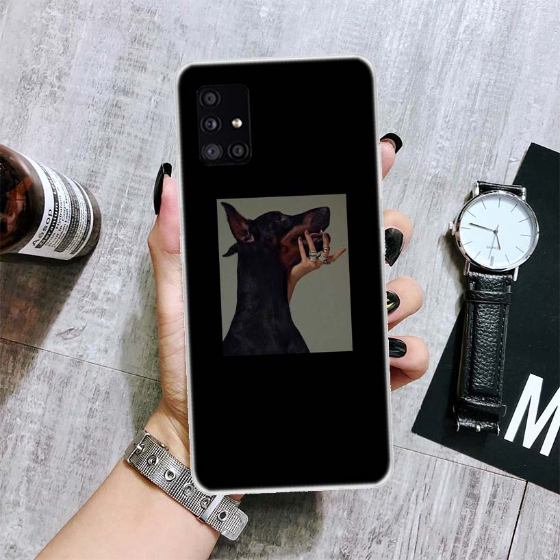 Black Dachshund Doberman Phone Case For Samsung Galaxy A52 A32 A22 A12 A02S A50S A30S A51 A31 AA71 Note 20 Ultra 10 S10 Plus Gal