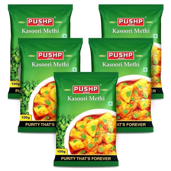 

Pushp Brand Kasoori Methi Pouch (100g pack) (Pack of 5)