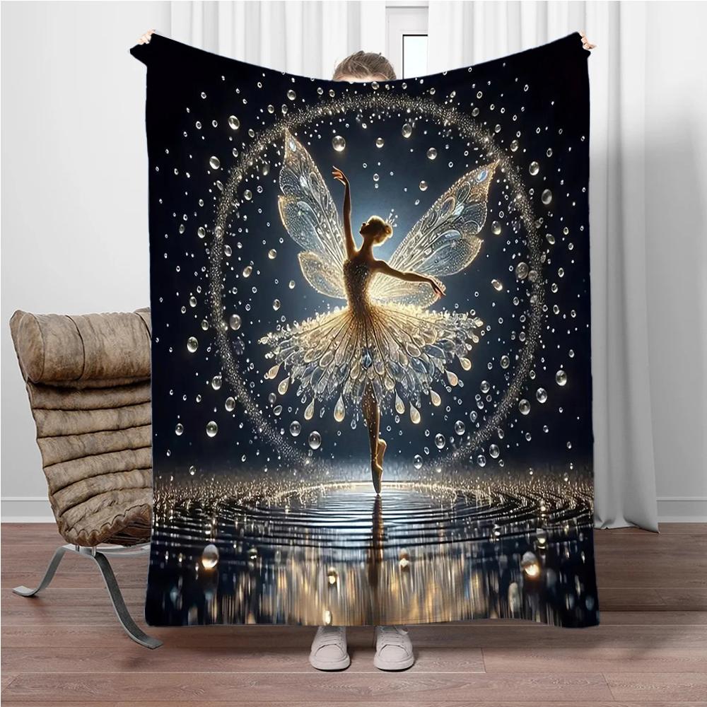 

Ballet Girl Flannel Throw Blanket Home Sofa Lunch Break Blankets for Bed Children Student Blanket Nap Camping Cover Kids Gift 75x90cm