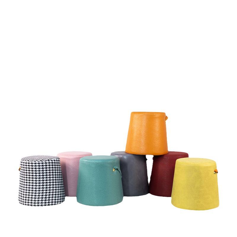 Houndstooth Ottoman: Luxury Solid Wood Low Stool for Living Room