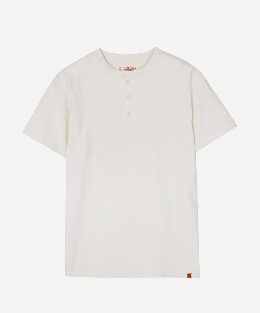 Yunibeosyeolobeolol Henley Neck Short T-Shirt White