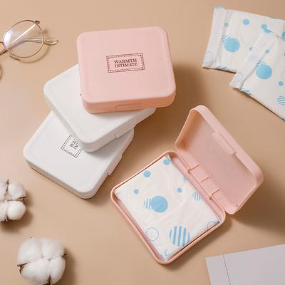 Women Sanitary Napkin Tampon Storage Box Portable Waterproof Dust-proof Organizer Box Simple Pattern Sanitary Napkin Box