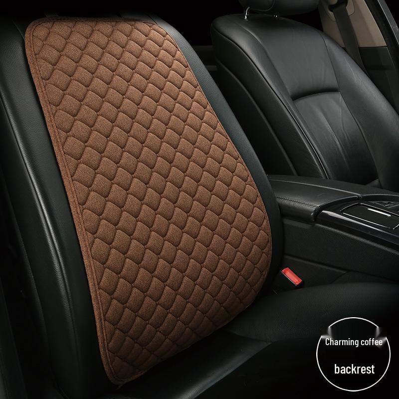 Linen Universal Car Seat Cushion Set - Three-Piece, Four-Season, Suitable for Five-Seater Cars