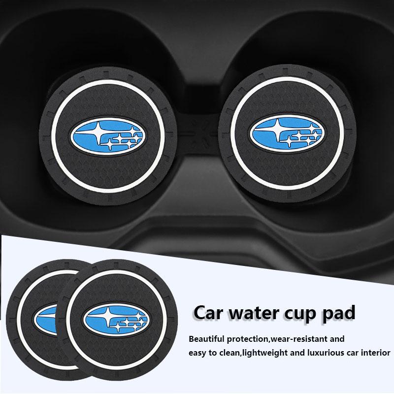 2Pcs Car Waterproof Coaster Non Slip Water Cup Pad Mat For Subaru STI WRX Forester Impreza Legacy Outback XV BRZ Tribeca yh6r