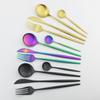 5Pcs Gold Dinnerware Cutlery Set Knife Cake Fork Tea Spoon Dinner Tableware Stainless Steel Flatware Home Kitchen Silverware Set